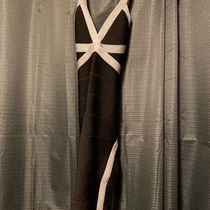 Black and Silver Bebe Bodycon Dress